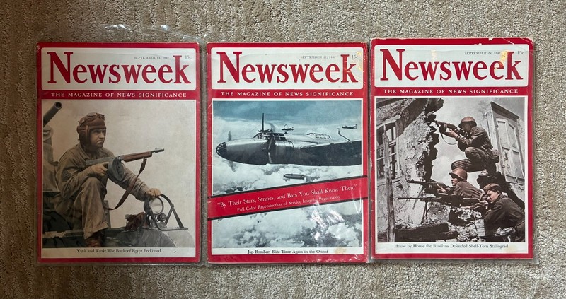 NEWSWEEK MAGAZINE SEPTEMBER 14, 21 and 28 1942 WWII