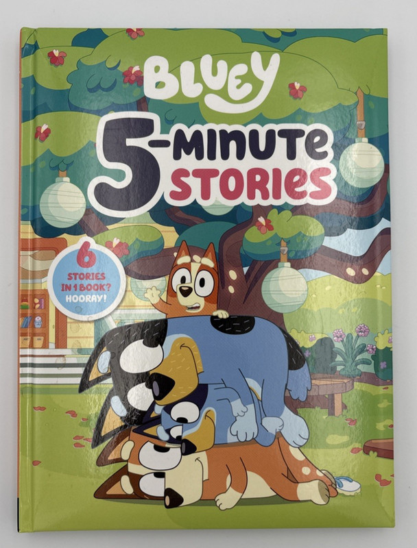Bluey 5-Minute Stories: 6 Stories in 1 Book Hooray – Hardcover -New