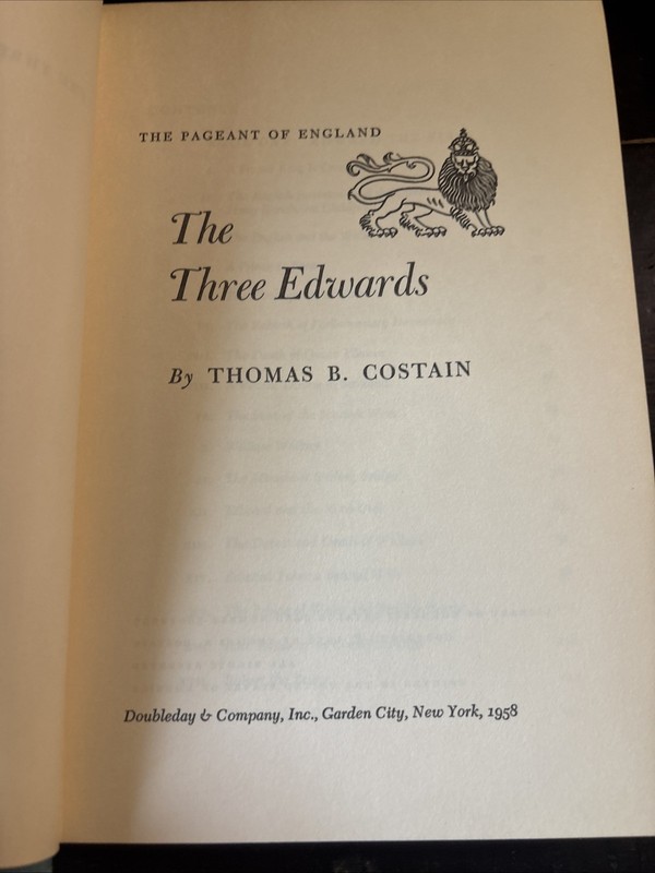THE THREE EDWARDS by Thomas B. Costain/1st Ed./HCDJ/History/Europe gallery