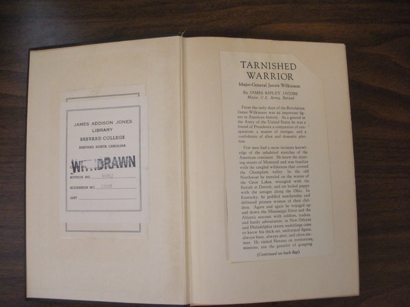 J. R. Jacobs - TARNISHED WARRIOR: MAJOR-GENERAL JAMES WILKINSON 1938 gallery