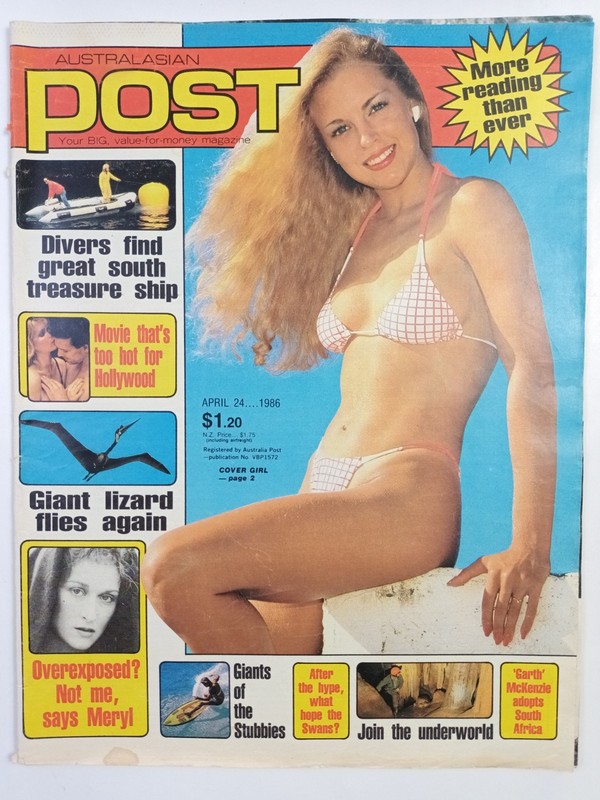 Australasian Post April 24 1986 Marie Charters Meryl Streep 9 1/2 Weeks S Swans