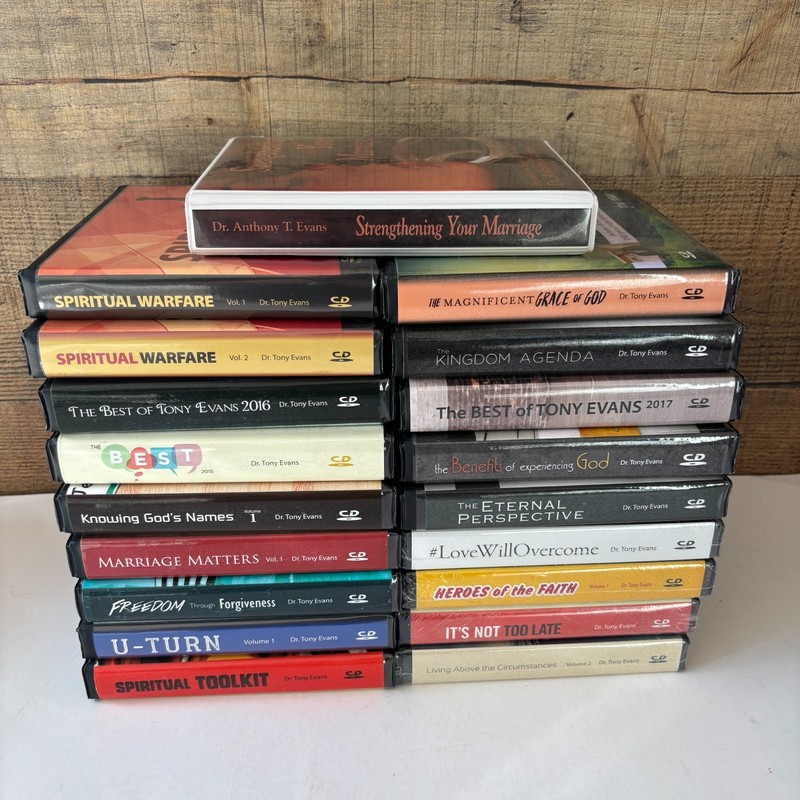 Lot Of 18 Sets Of Tony Evans CD Audio Books (+ 1 Cassette Box) – 4 Sealed!