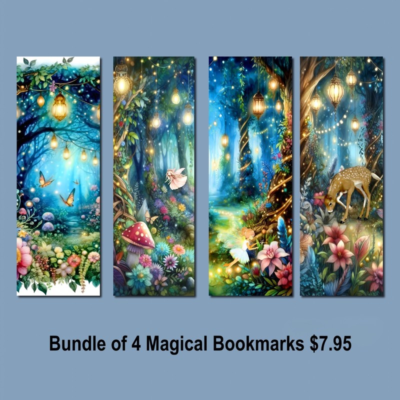 Fairy Magical Bookmark Bundle – Set of 4 Laminated 6×2, Book Reader Gift
