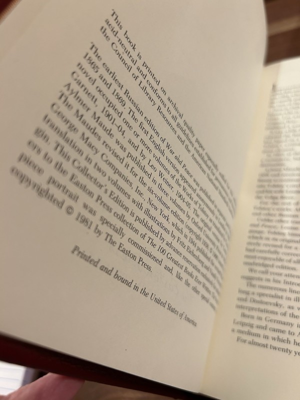 Easton Press War & Peace by Leo Tolstoy gallery