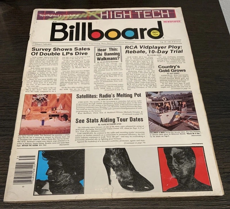 Billboard Magazine August 29, 1981 Good Condition, 78 Pages, With Pullout Chart