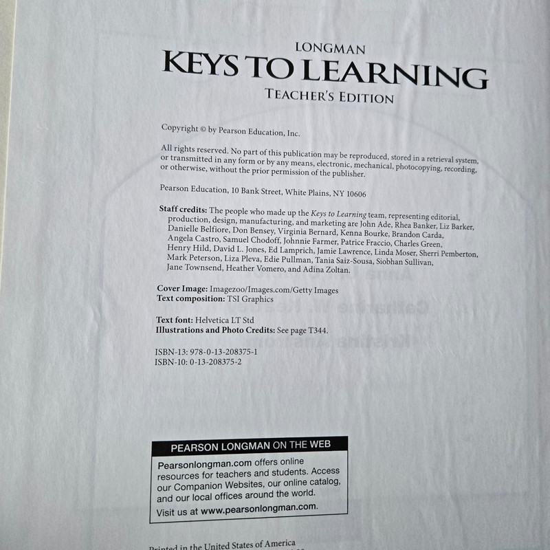 Longman Keys to Learning Teacher's Edition Resource Book Workbook Pearson gallery