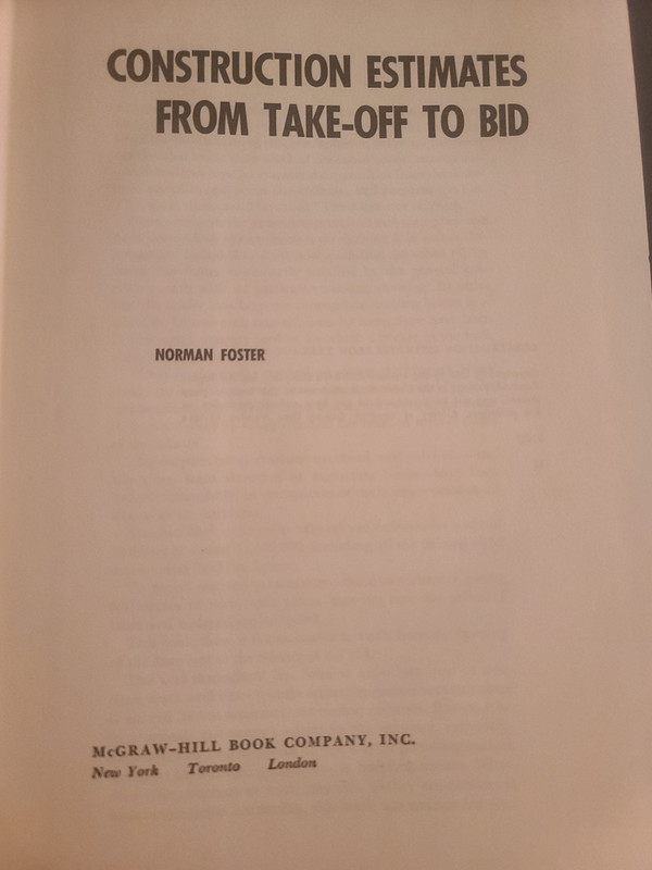 Construction Estimates from Take-Off to Bid Norman Foster pricing HCDJ Book 1961 gallery