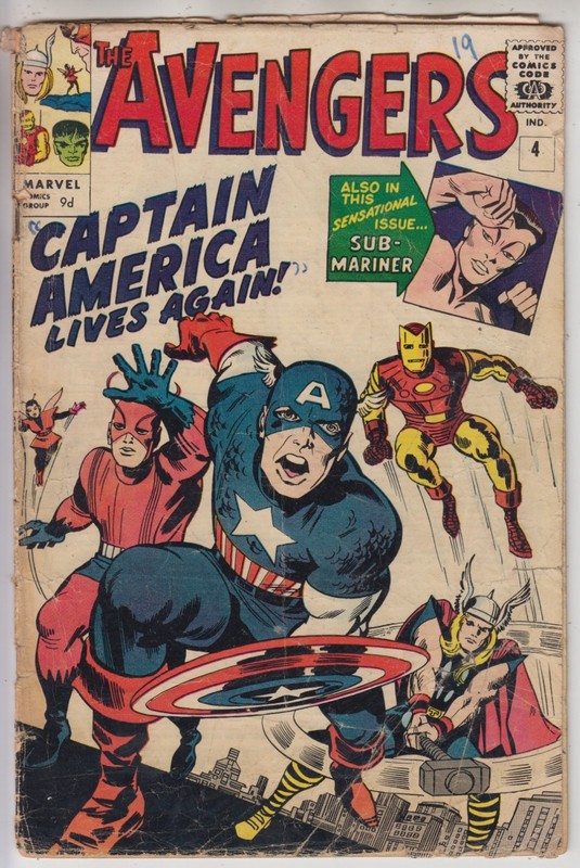 AVENGERS # 4 GD 2.0 KEY 1ST SILVER-AGE CAPTAIN AMERICA PENCE 1964