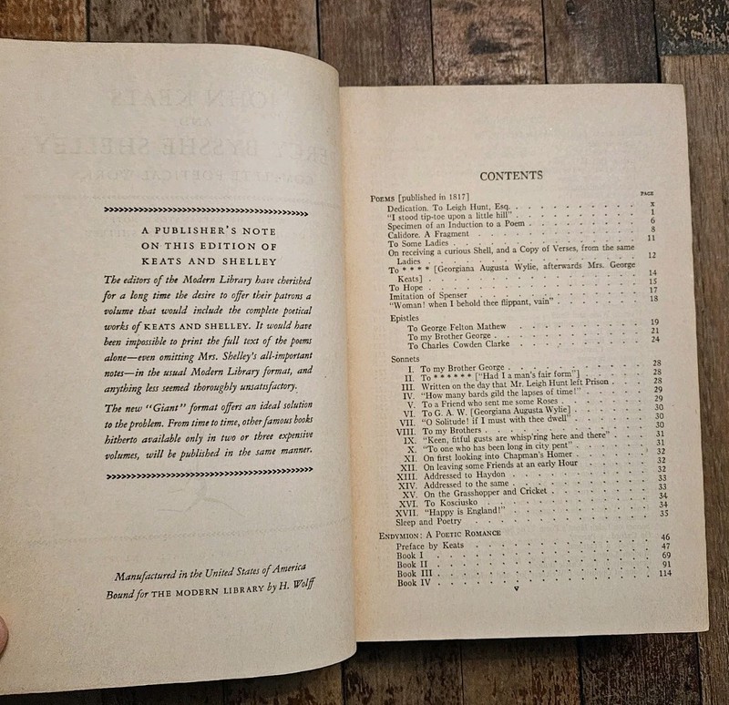 Complete Poems of KEATS and SHELLEY, Giant Modern Library, H. Wolff, circa 1930s gallery