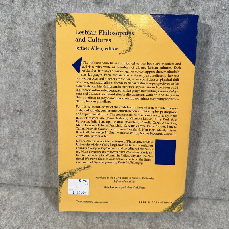 LESBIAN PHILOSOPHIES AND CULTURES SUNY SERIES, FEMINIST By Jeffner Allen gallery