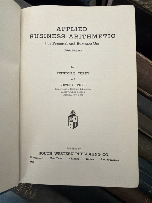 Applied Business Arithmetic 5th Edition Curry - Piper Hardcover 1948 gallery