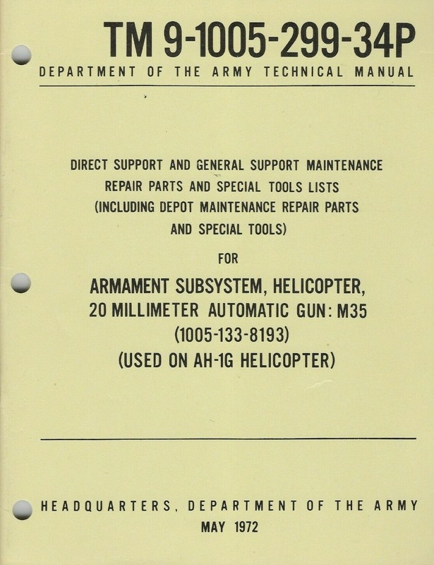 Historical book for Helicopter Armament Subsystem, 20 MM Auto Gun,M35,DepotParts