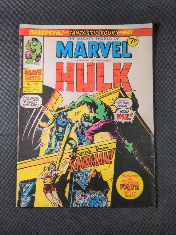 Marvel UK Comic Mighty World of Marvel Issue No 106 October 1974 Vintage