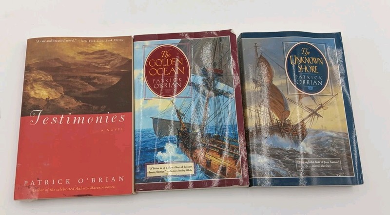 3 Patrick O’Brian Books Book Set Lot Golden Ocean, Unknown Shore, Testimonies PB