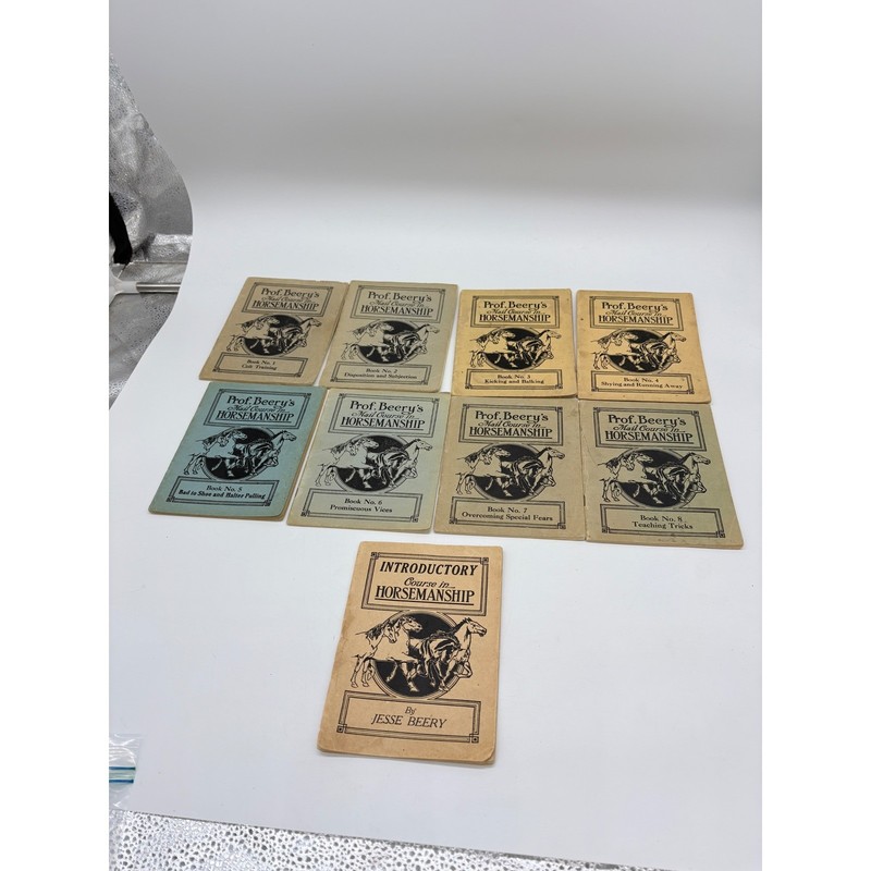 Prof Beerys Mail Course in Horsemanship Books Lot1-8 Vintage Equestrian Training
