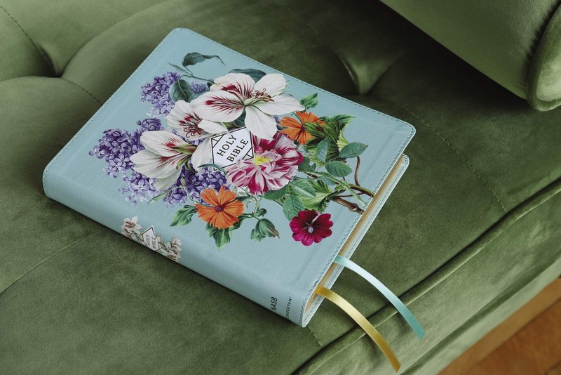 NASB Artisan Collection Leathersoft Bible Sage Floral, Red Letter, Comfort Print gallery
