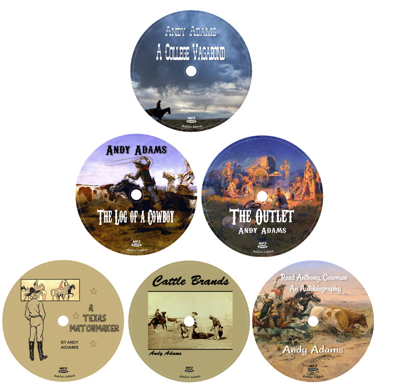 Andy Adams 6 Western Adventure Audiobooks in 6 MP3 Audio CDs