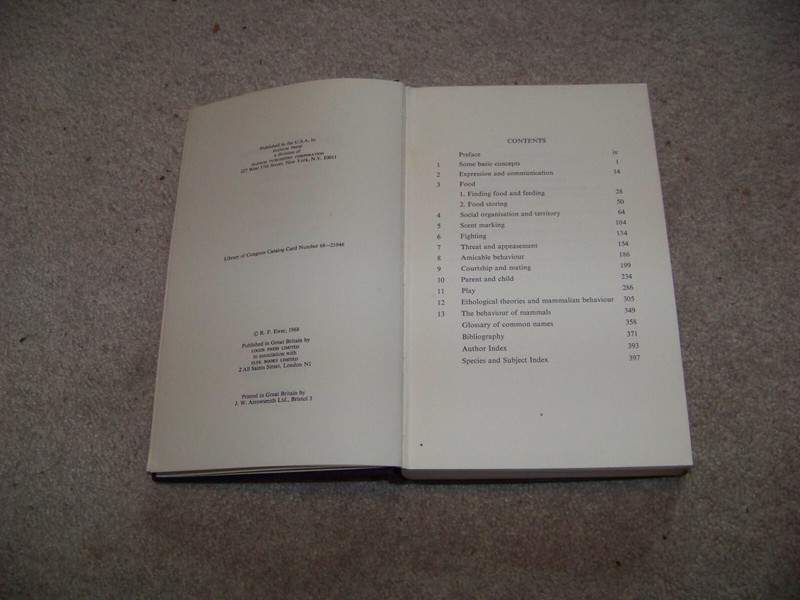 1968 New York Plenum Press London Logos Press Ethology of Mammals R. F. Ewer gallery