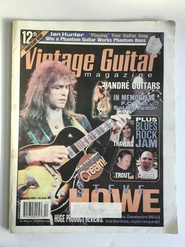 Vintage Guitar Magazine-Dec 1999-Steve Howe Cover-202 Pages-Trout,Travers-M113