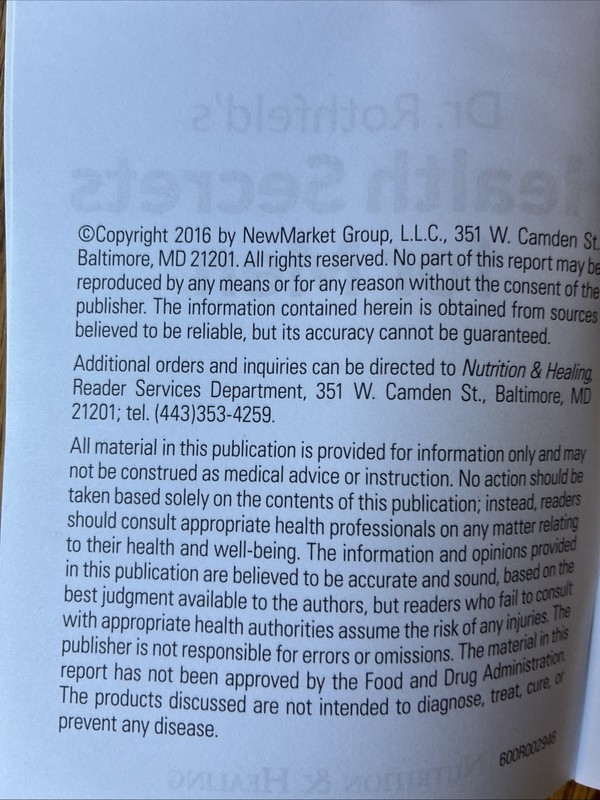 Dr. Rothfeld's Health Secrets for Men Nutrition & Healing 2016 Pamphlet gallery