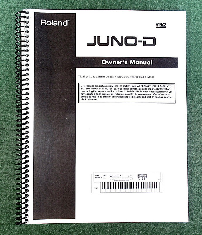 Roland Juno-D Owner’s Instruction Manual: 132 Pages & Protective Covers!