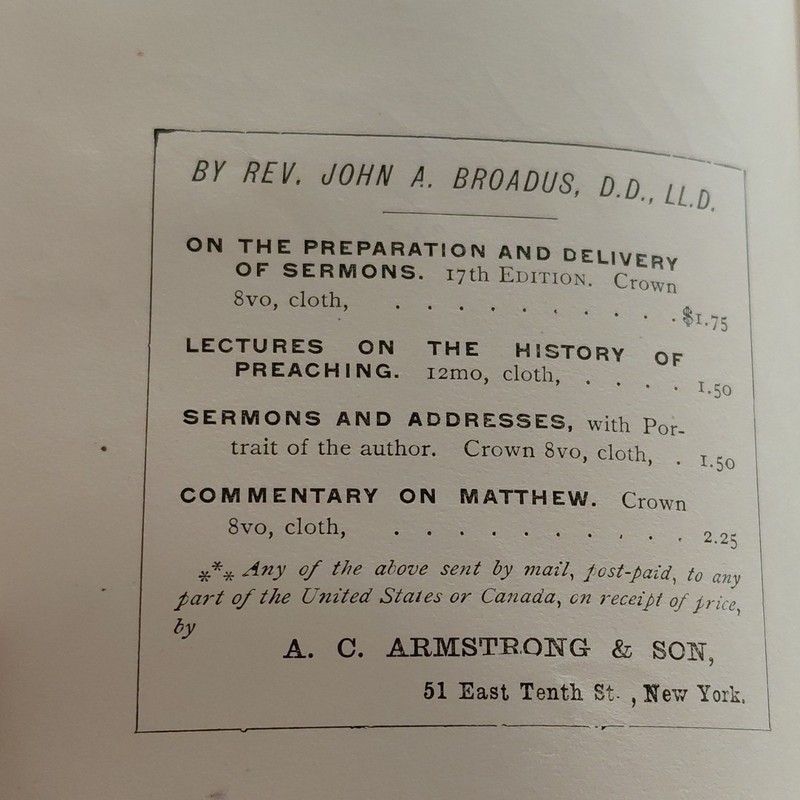 John A. Broadus Sermons A.C. Armstrong & Son 22nd Ed Cloth 1870 Religion gallery
