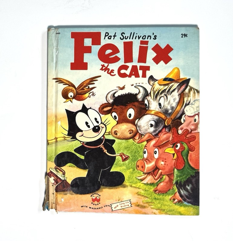 1953 vintage Wonder Book FELIX THE CAT by Pat Sullivan with washable cover