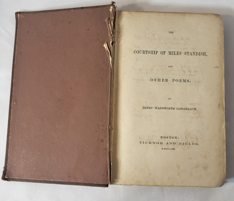 1858 The Courtship of Miles Standish By Henry Wadsworth Longfellow 1st Printing gallery