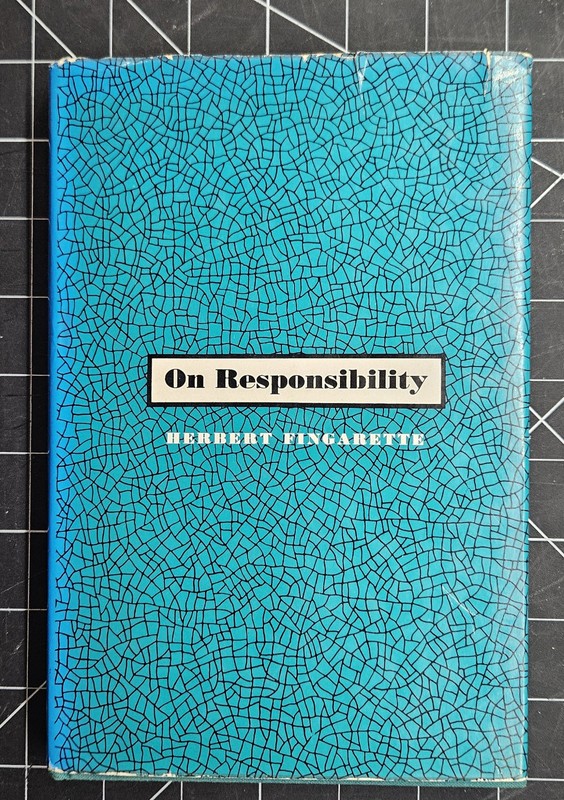 Herbert Fingarette ON RESPONSIBILITY 1967 1st Edition 1st Printing DJ VG