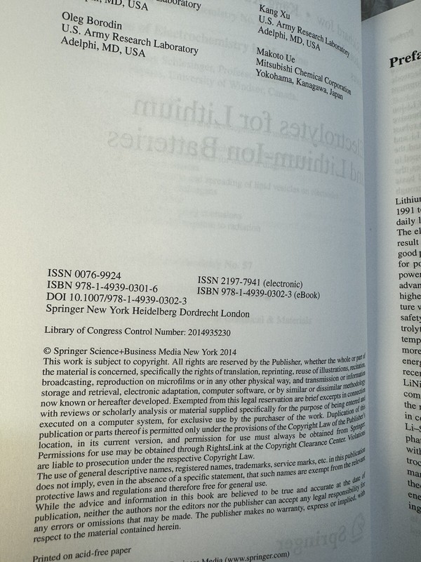 Electrolytes for Lithium and Lithium-Ion Batteries, Hardcover by Jow, T. Rich... gallery