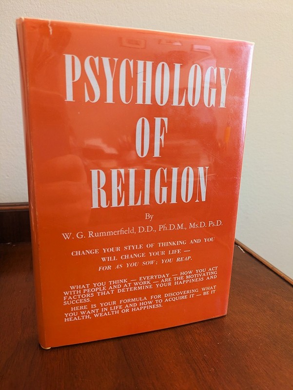[SIGNED]W. G. Rummerfield, Psychology of Religion, 1960 New Thought metaphysics
