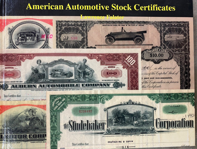 American Automotive Stock Certificates Illustrated NEW Book by Lawrence Falater