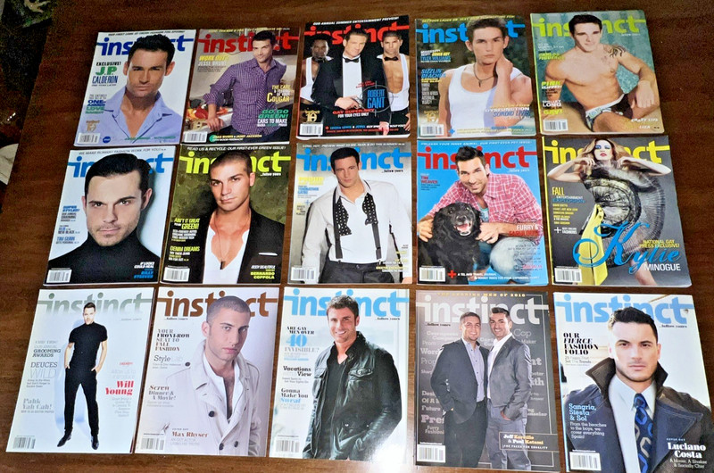 Lot of 15 – INSTINCT magazine Gay Interest – 2008, 2009, 2010, 2011