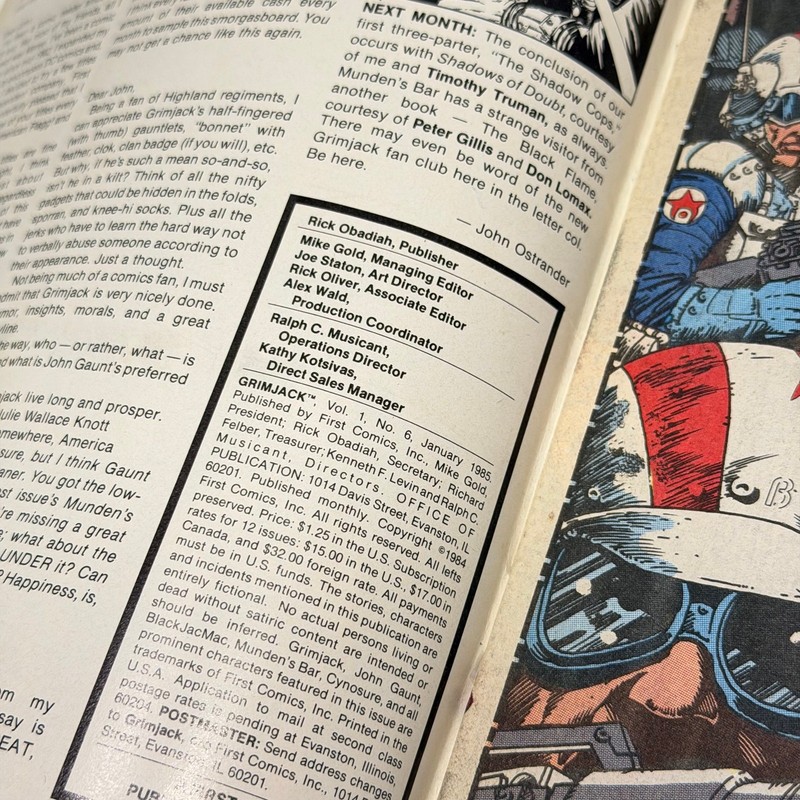 Vintage 1985 First Comics Grimjack #6 Shadow Cops John Ostrander Timothy Truman gallery