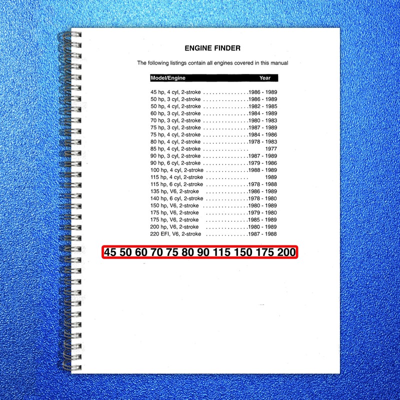 MERCURY 45 50 60 70 75 80 90 115 150 175 200 Service Manual 1977-1989 – BOUND