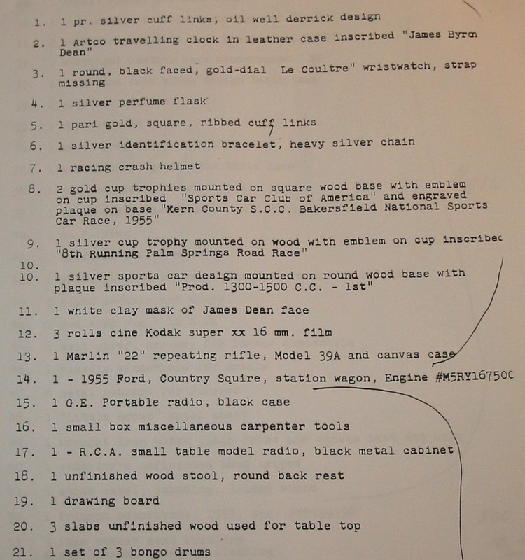 JAMES DEAN - AUTOPSY and ACCIDENT REPORT and HIS LAST WILL & TESTAMENT from 1955 gallery
