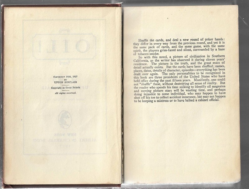 Oil ! by Upton Sinclair. Pub by Albert & Charles Boni - 5th prtn, July 1927 gallery