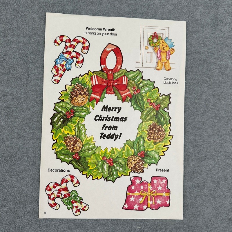 Watermill Press Activity Book Kids Red Teddy's Christmas Cut-Out Vintage Uncut gallery