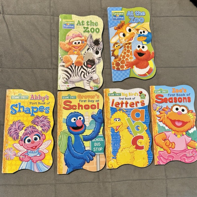 Lot of 6 Sesame Street Kids Books Elmo Big Bird Abby Cadabby Shapes Letters