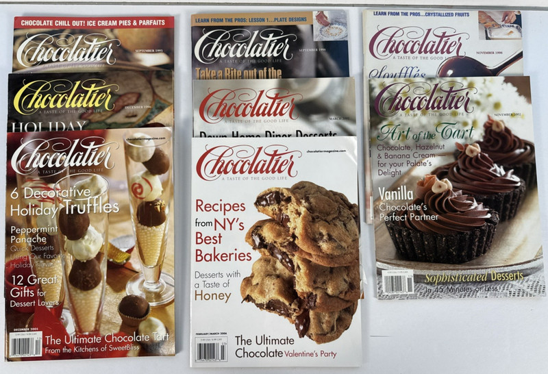 Chocolatier Magazine -Lot of 8 – 1995 – 2006 – Vintage Chocolate Recipes