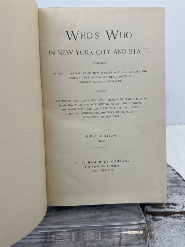 1904 Who's Who In New York City And State 1st Edition 706 pages gallery