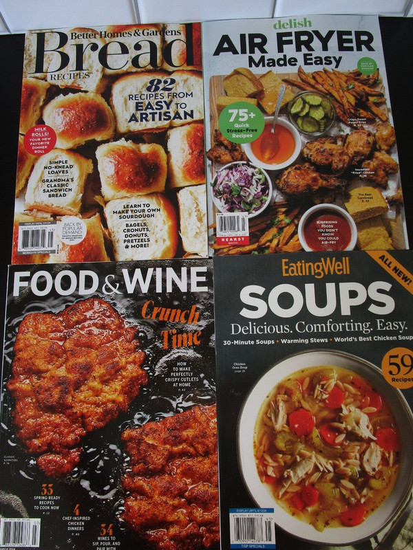 🥣 FOOD LOVER’S Magazine Lot of 4 * Delish Air Fryer Wine Bread Soup Cooking 🍷