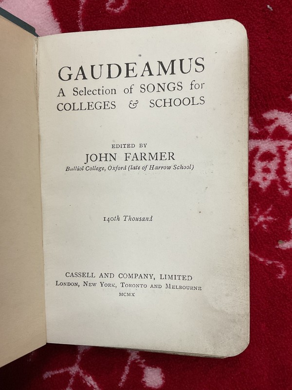 Gaudeamus A Selection Of Songs For Colleges Schools John Farmer 1910 Rare gallery