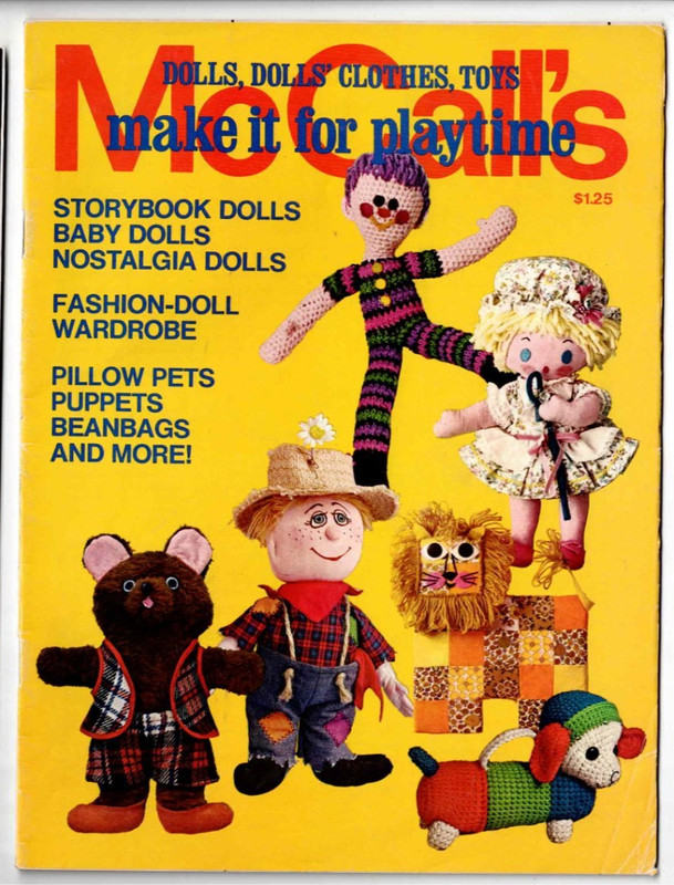McCalls Needlework Crafts Magazine Dolls Beanbags Puppets Playtime 1973 Vintage