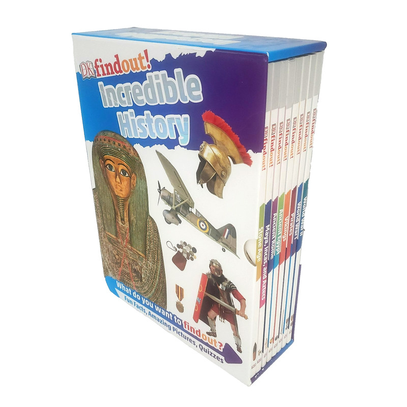 DK findout! Incredible History w/8 Books: Rome, Stone Age, Egypt, WW I-II etc