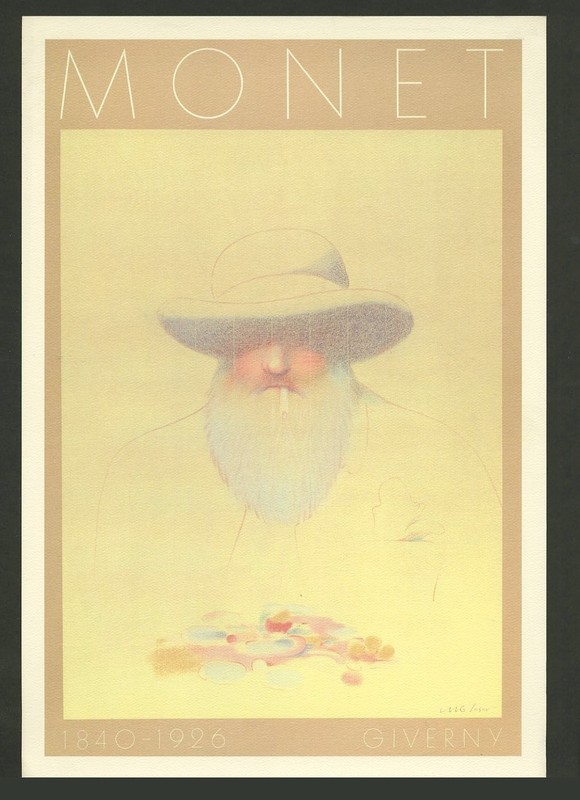 1986 Milton Glaser CLAUDE MONET GIVERNY MUSEUM Graphic Design Lithograph POSTER