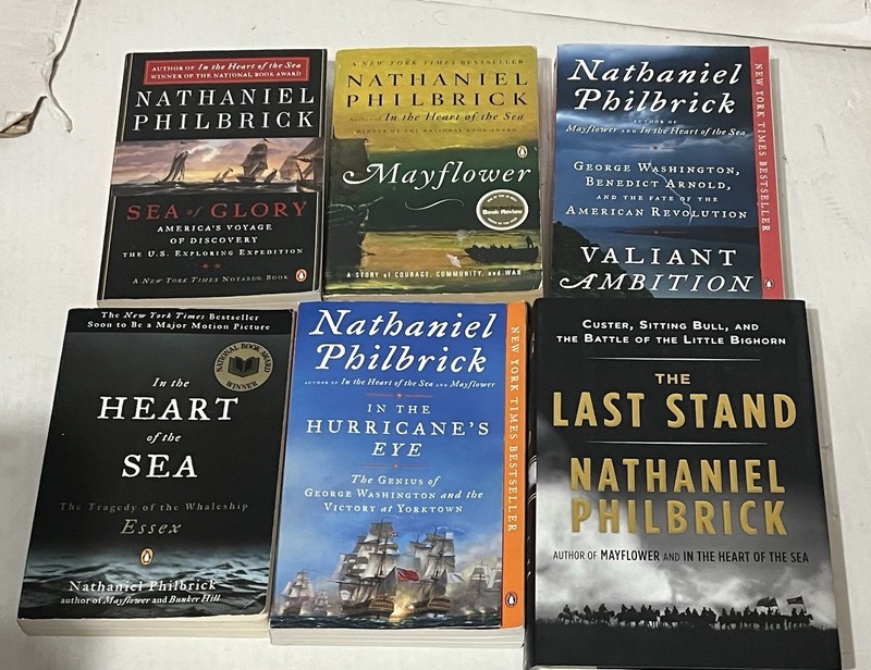 Nathaniel Philbrick 5 Paperback 1 HC Book lot Heart Hurricane’s Mayflower Stand