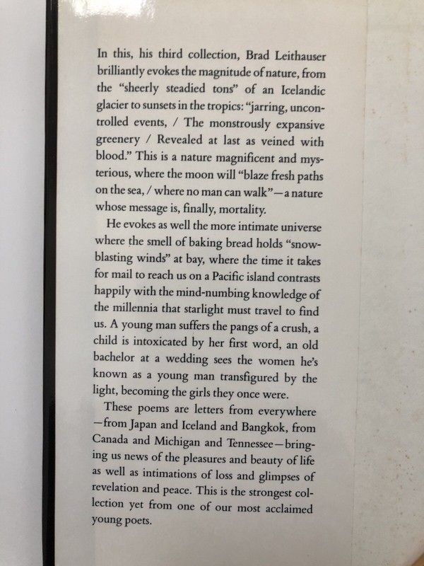 The Mail from Anywhere: Poems by Brad Leithauser (1990, Hardcover) gallery