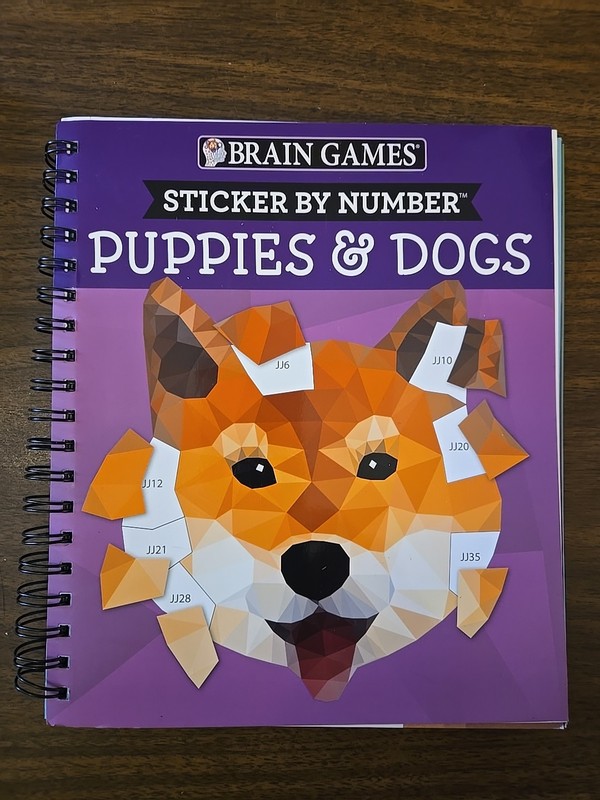 Brain Games – Sticker by Number: Puppies & Dogs 2 Books in 1 – 42 Images NEW