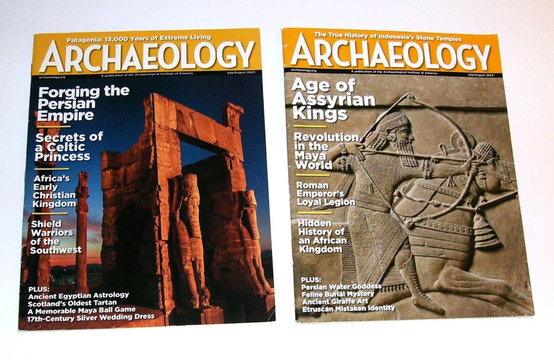 Lot of 2 ARCHAEOLOGY magazines July/Aug. 2023 and 2024–Digs and Discoveries
